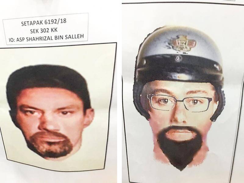 Computer images of the two men suspected of shooting dead a Palestinian student in Kuala Lumpur.