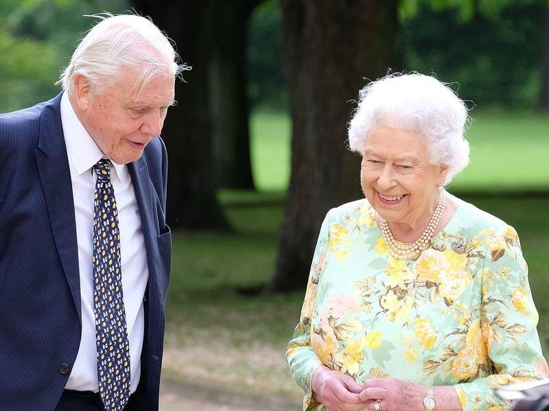 The Queen has joked to Sir David Attenborough that a noisy helicopter 'sounds like President Trump'.