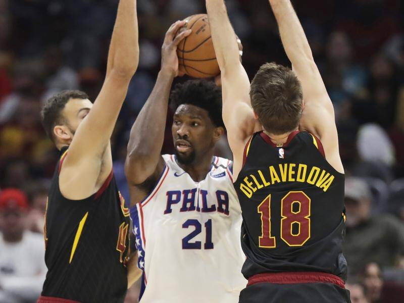 76ers centre Joel Embiid suffered a shoulder injury in the shock loss at Cleveland.