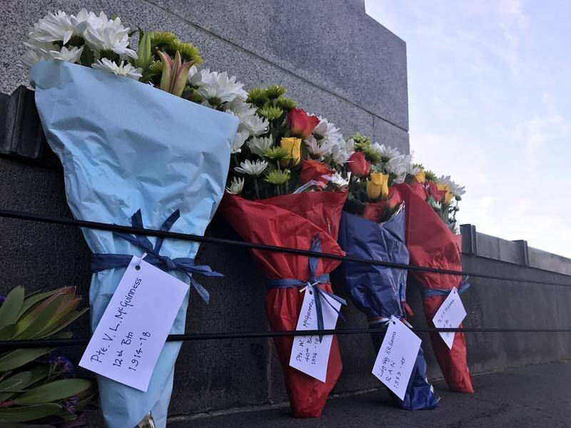 Thousands paid tribute to the fallen at the Hobart Cenotaph during the Anzac Day dawn service.
