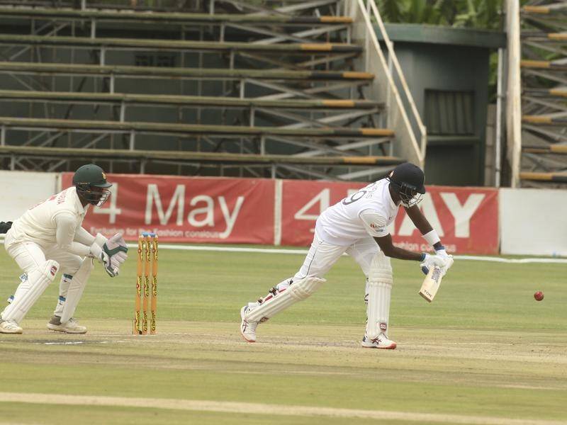 Sri Lanka batsman Angelo Mathews has put his side in control of the opening Test against Zimbabwe.