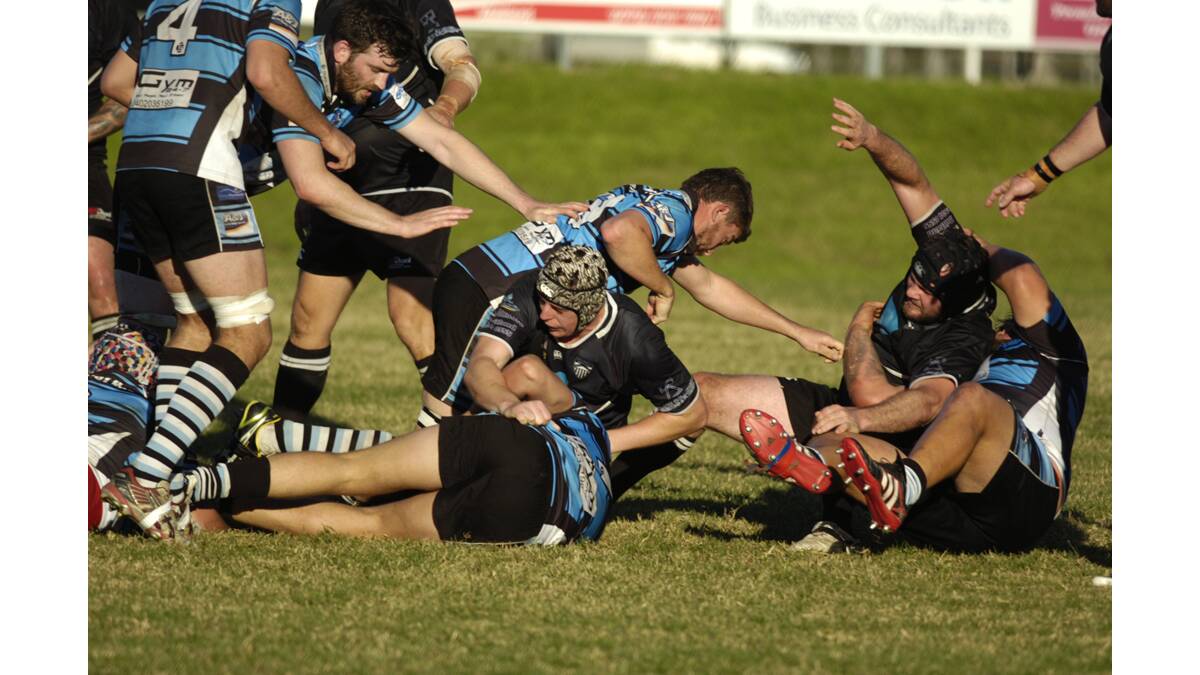 Action from the game between the Maitland Blacks and Nelson Bay.