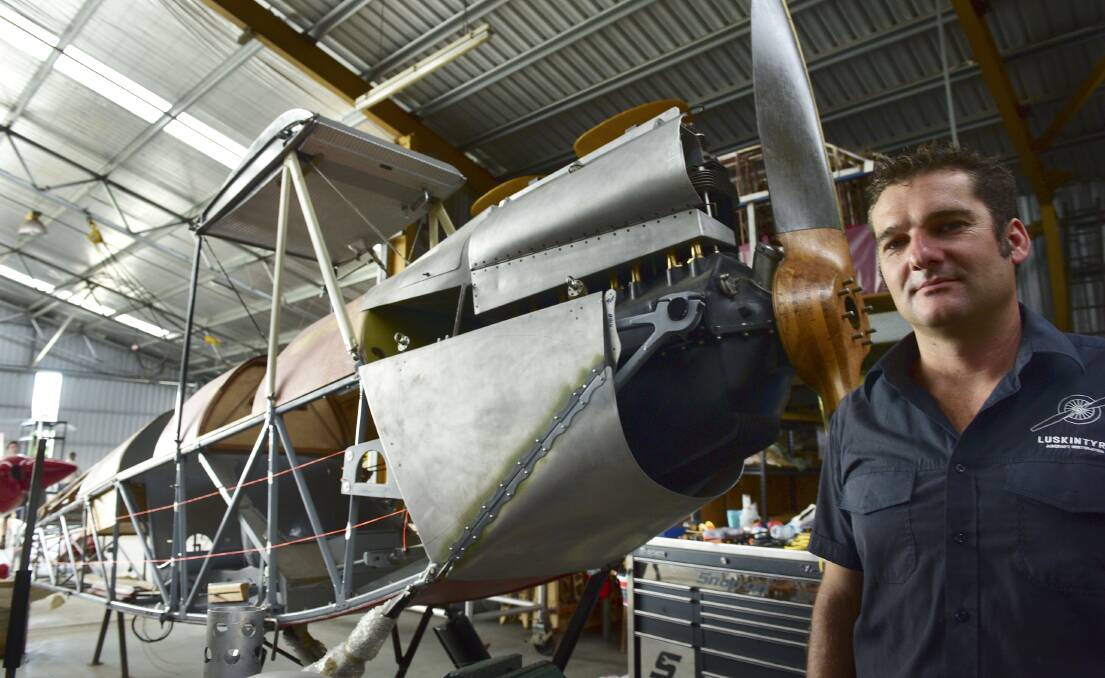 Matt Webber, owner of Luskintyre Aircraft Restoration, with the Gipsy Moth.