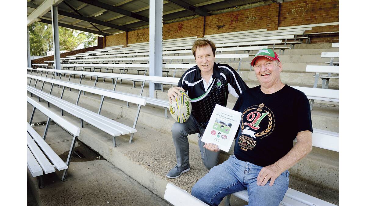 GLORY, GLORY: Authors Paul Doherty and Mick Fairleigh celebrate South Sydney’s links with Maitland and South End in their fifth rugby league offering.
	Picture by CATH BOWEN 
