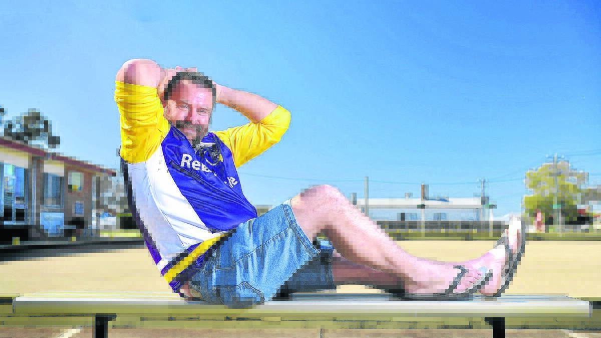 WAX ON:  Eric Andrews is willing to cop the pain of having his legs waxed to raise money for the annual Cancer Council fundraiser Relay for Life.	
	Picture by PERRY DUFFIN 