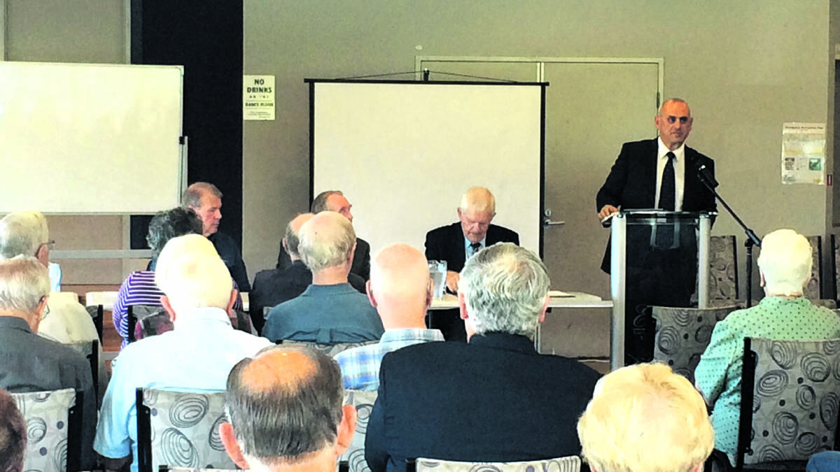 STATING HIS CASE:  Liberal candidate Steve Thomson addressed the retirees, along with Labor’s Jenny Aitchison.   	