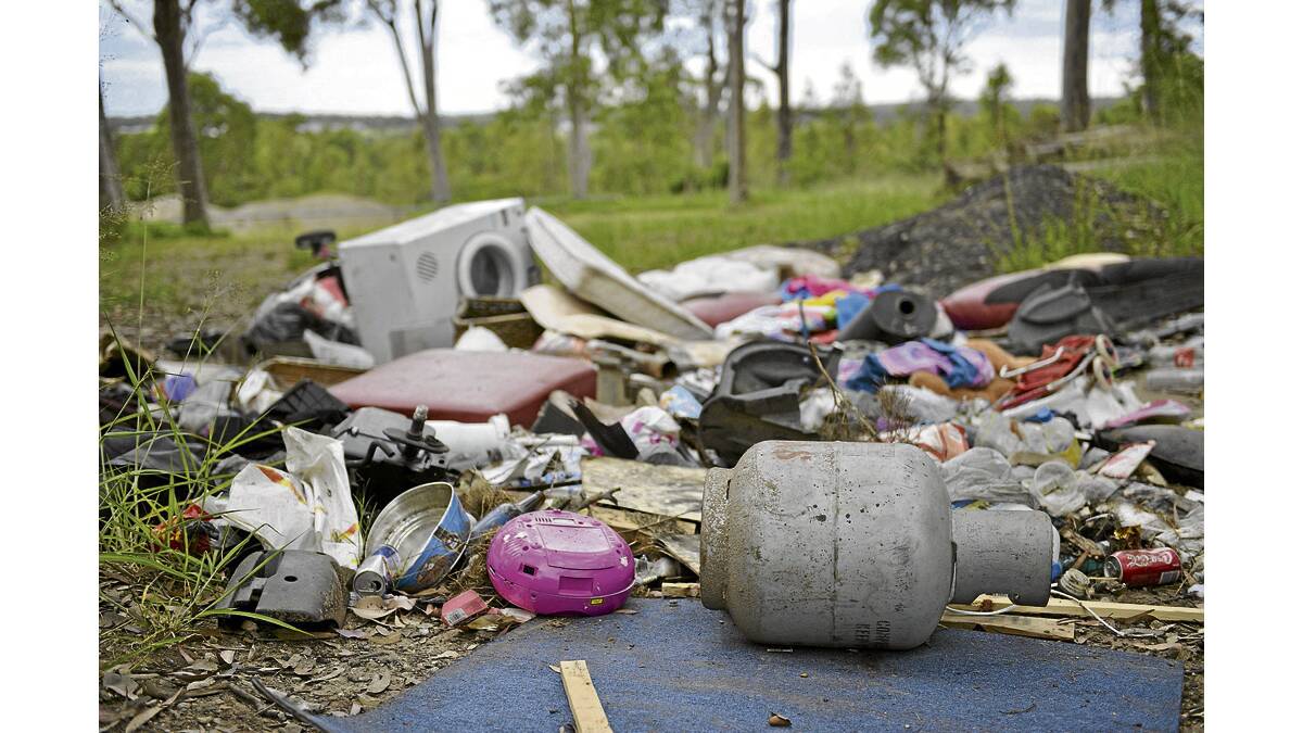 ILLEGAL DUMPING: Some of the rubbish that was dumped illegally near the BMX track at Tenambit this week.  	Picture by NICK BIELBY