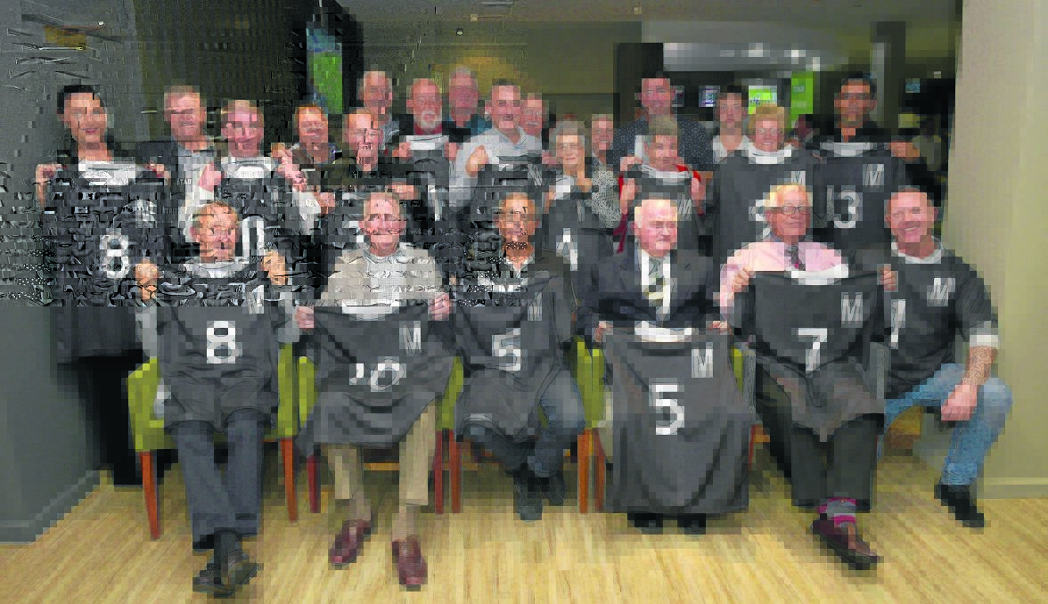 Maitland Pickers top 20 players and relatives with commemorative jerseys.