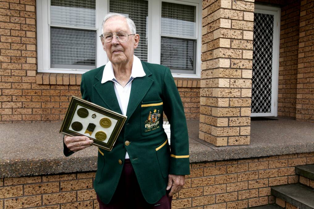 Looking back: Kevin Hallett in 2012, aged in his early 80s, wearing his Australian team blazer.