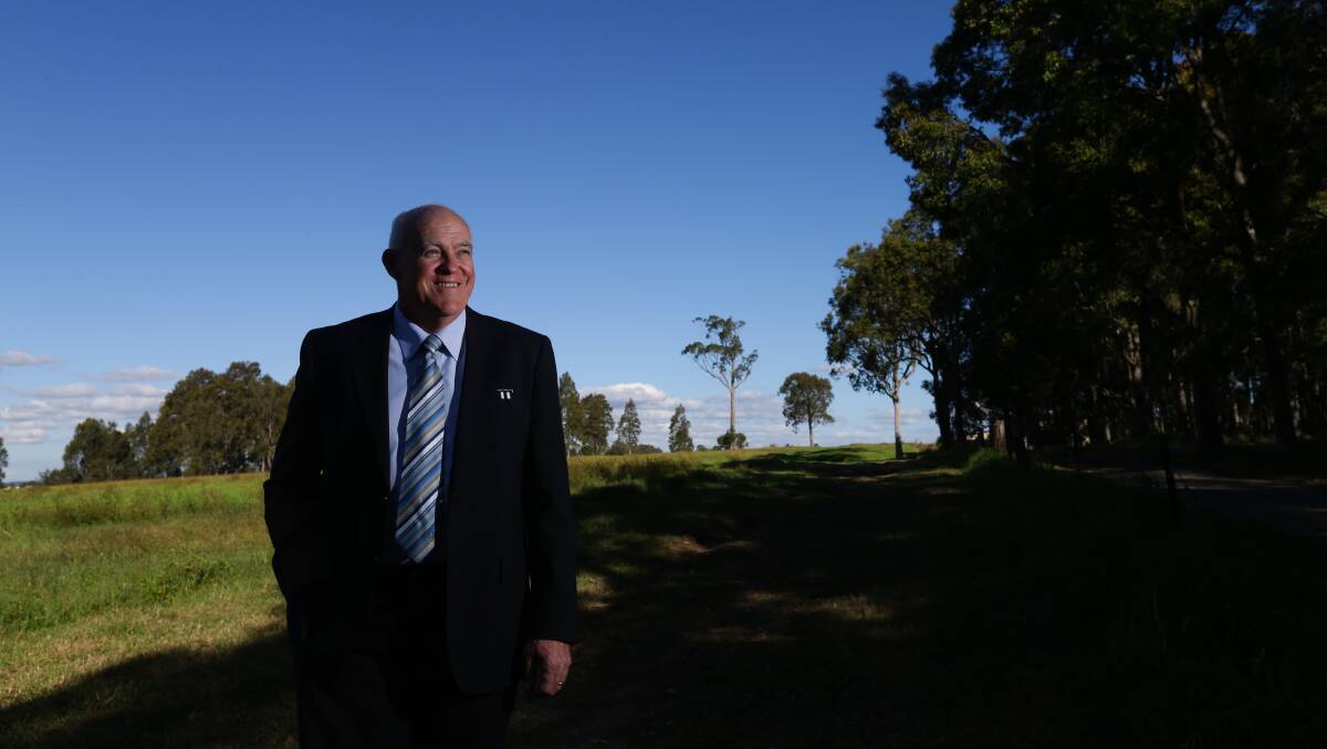 Maitland Councillor Ken Wethered at one of the council-owned blocks of land being investigated as a possible new school site in Maitland's west. Picture: Jonathan Carroll