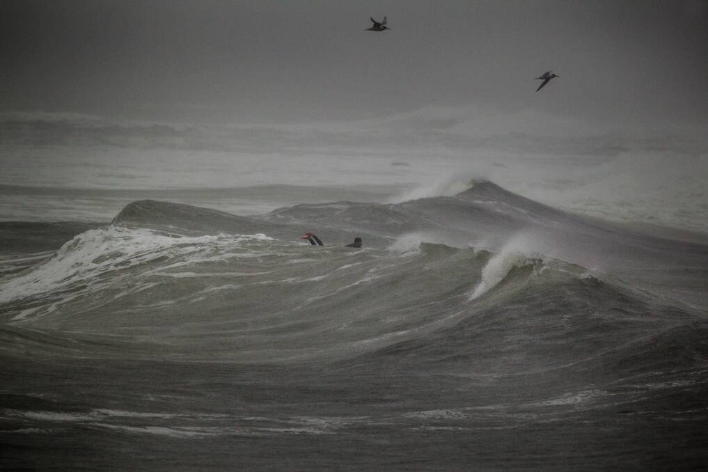 Big swell off Nobbys on Sunday. Picture: Marina Neil
