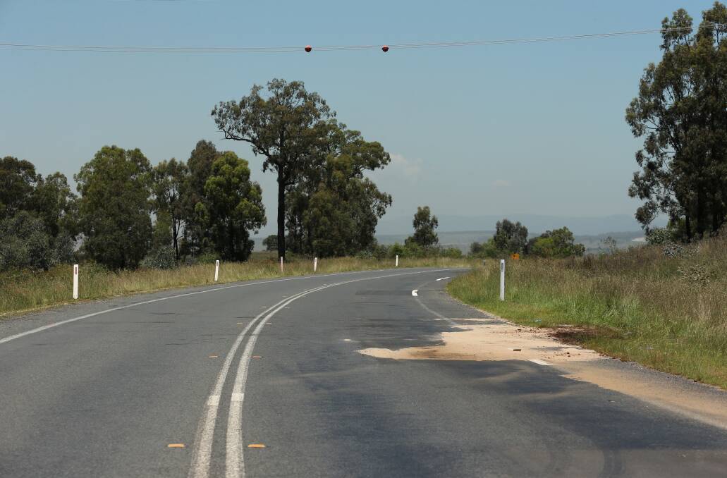 A stretch of road near Muswellbrook where three people died in a crash in January, 2021. Picture: Simone De Peak