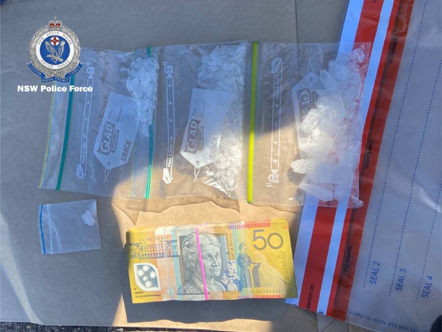 Cash and drugs found in Jordan Mitchell's car after a traffic stop at Heddon Greta last year. 