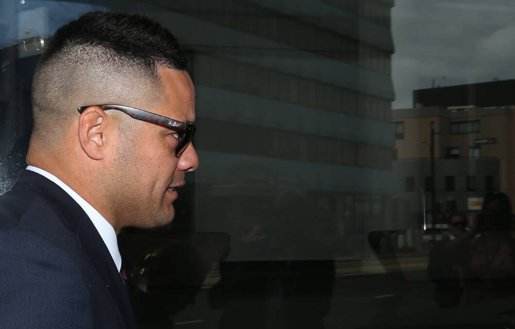 ACCUSED: Jarryd Hayne arrives at Newcastle District Court ahead of the second day of his trial. Picture: Simone De Peak

