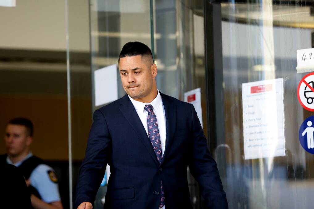 ACCUSED: Jarryd Hayne leaving Newcastle District Court during his rape trial. Picture: Jonathan Carroll 