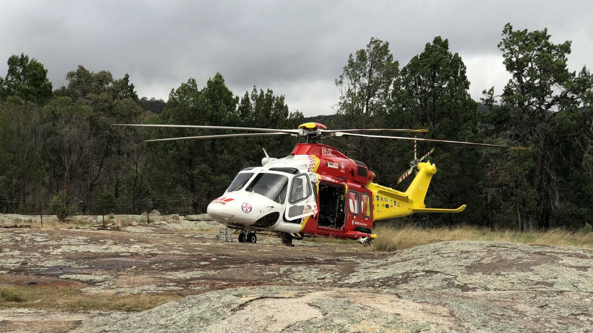 EMERGENCY: The rescue helicopter was called to the Moonbi Ranges on Saturday afternoon after a man was injured by a falling tree. Photo: Westpac Rescue Helicopter Service