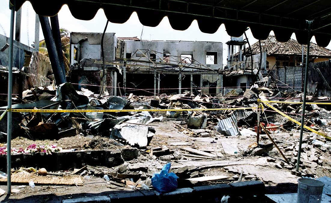 The Sari Club in Bali after the bomb was detonated on October 12, 2002. Picture by AFP