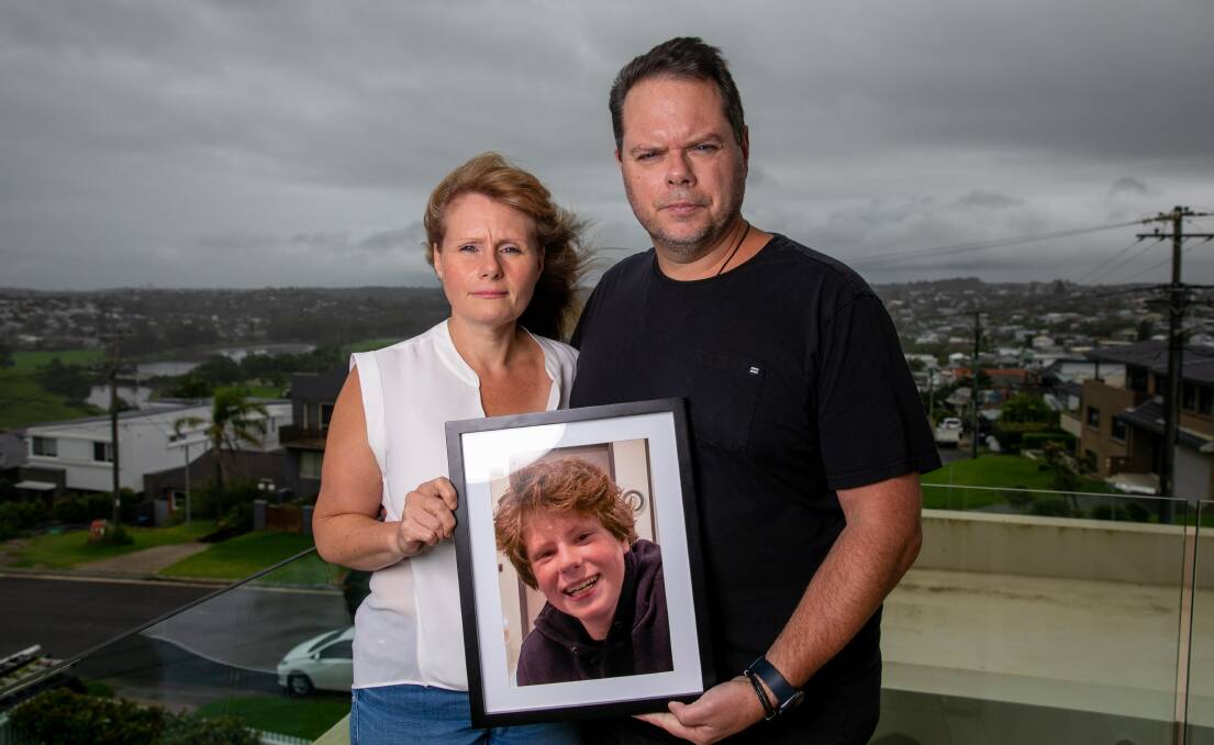 Diana and Andrew Gill are calling for NSW laws to be changed to stop easy access to alcohol for children. It comes after the death of their 14-year-old son Josh (pictured) on August 15, 2021. Picture by Geoff Jones