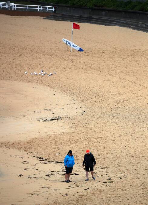 A deserted Newcastle beach on Friday, April 5. Picture by Peter Lorimer