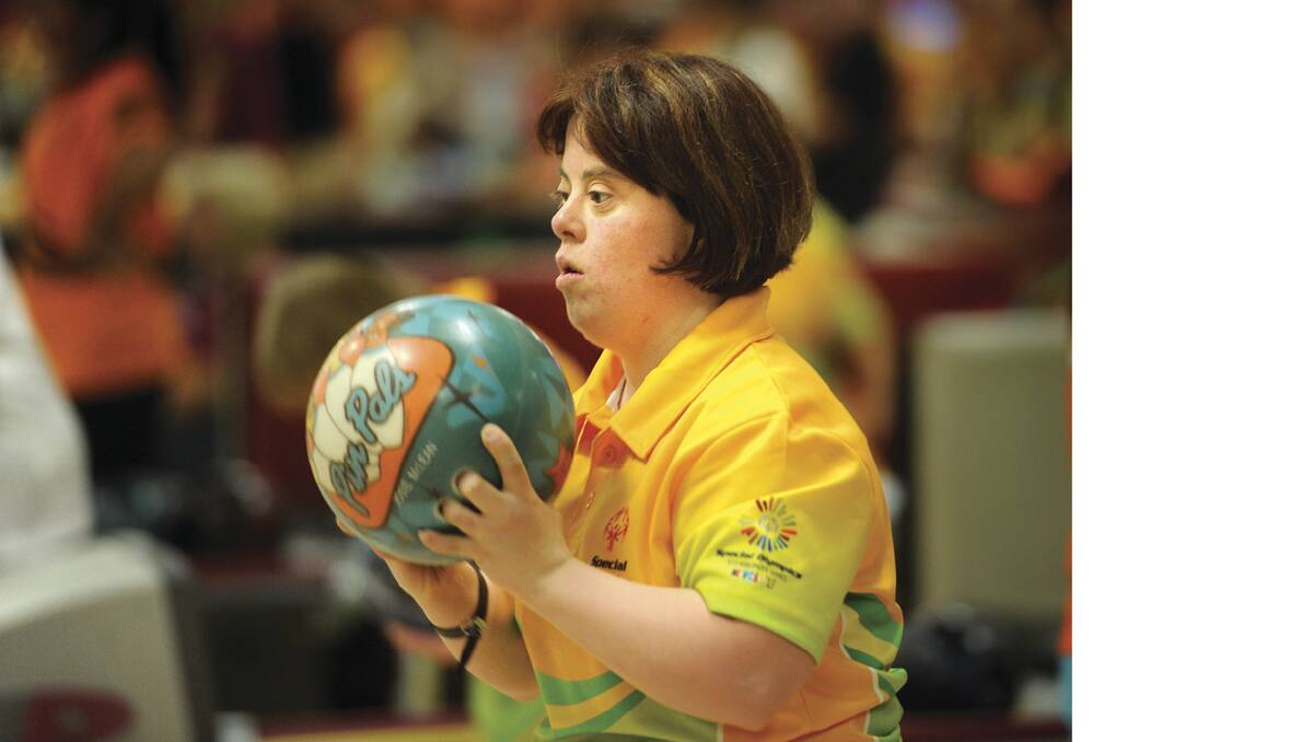 SPECIAL OLYMPICS: Australia’s Kate Pielago steadies before bowling.