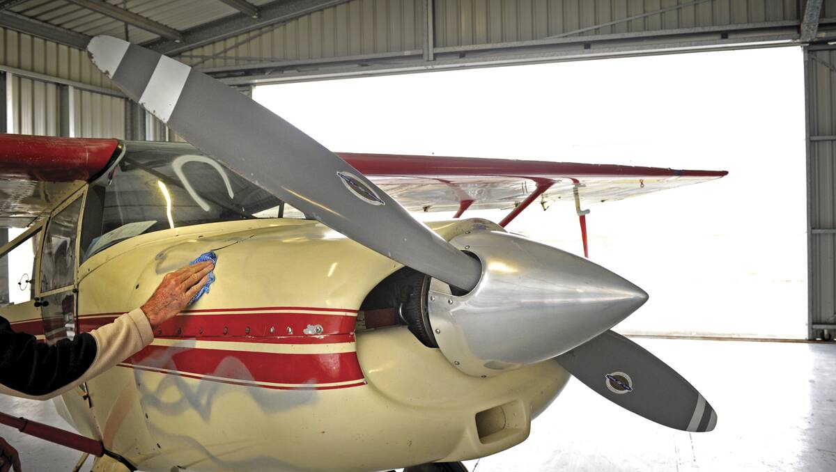 VANDALISED: The paint-damaged Royal Newcastle Aero Club aircraft.