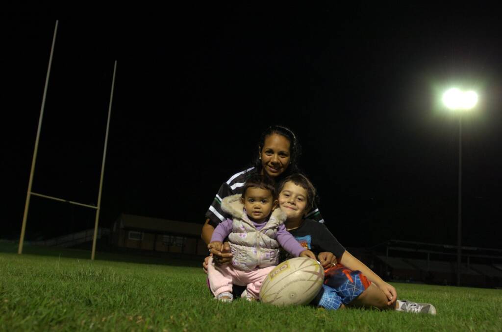 SUPPORT: Mindaribba Sistas player Chantal Tanna with her children. 