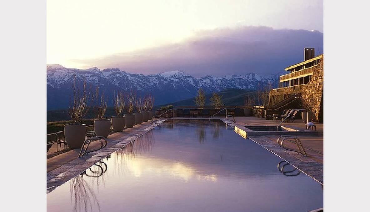 Amangani at the Wyoming ski resort Jackson Hole in the US has a cliff-side pool that manages a blend of Asian minimalism and cowboy ruggedness.