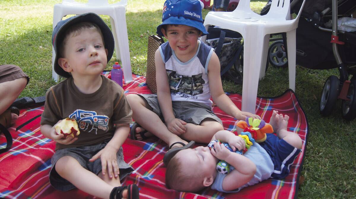 Lucas Hale and Kade and Sam Minter enjoy Australia Day at Maitland Park.